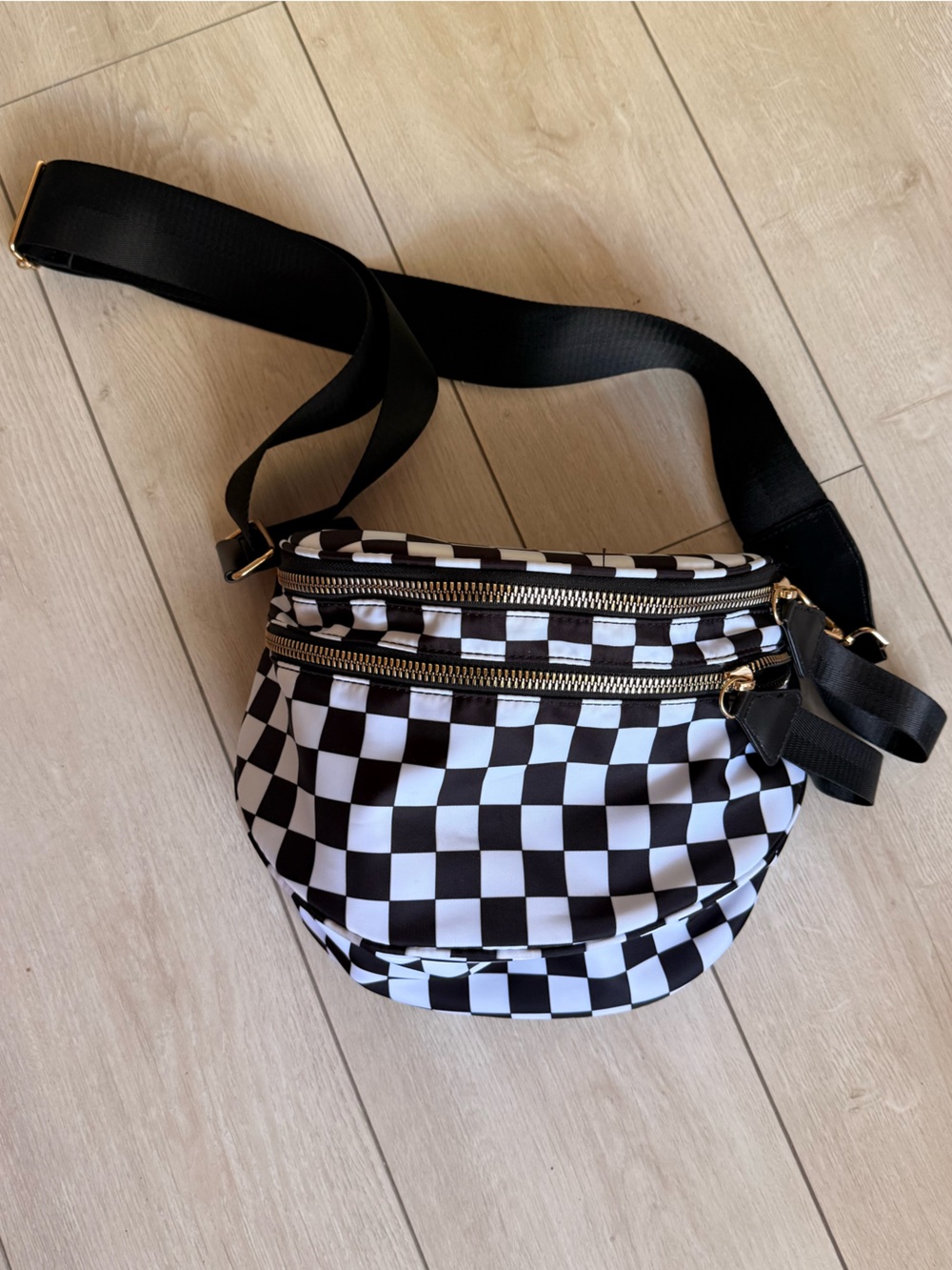 Black & White Checker Crossbody Bag